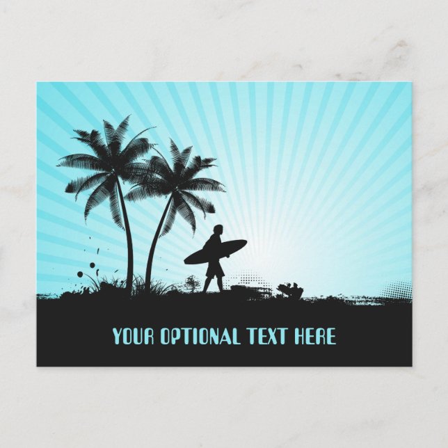 Cartão postal personalizado do Beach Surfer (Frente)