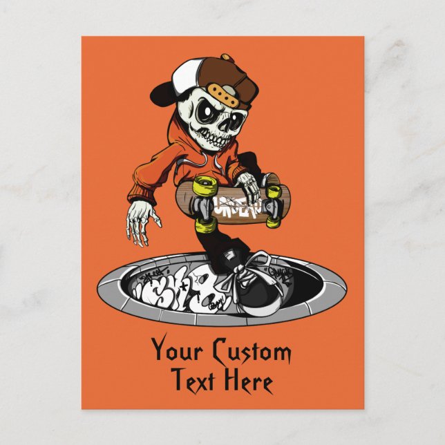 Cartão postal personalizado do Skater Zombie (Frente)