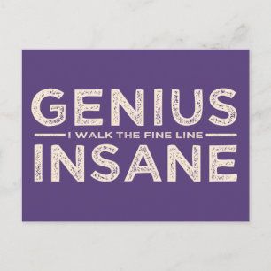 Cartão postal personalizado GENIUS VS INSANE