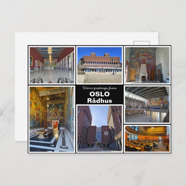 Cartão Postal Personalizado, Oslo rådhus, Noruega (Frente/Verso)