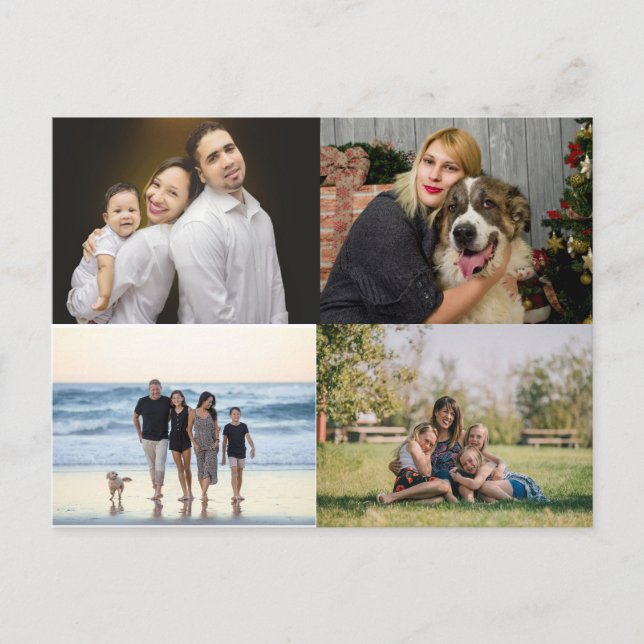 Cartão Postal Personalizado para Colagem de Fotos da Família 4 (Frente)