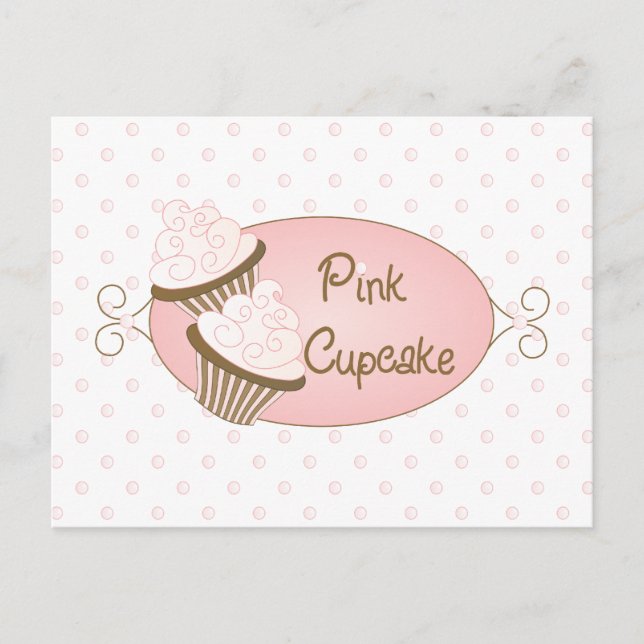 Cartão Postal Personalizado para Cupcake Rosa (Frente)