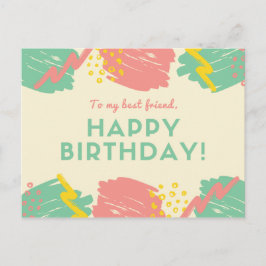 Cartão Postal Personalizado - Pinceladas Coloridas Pastel