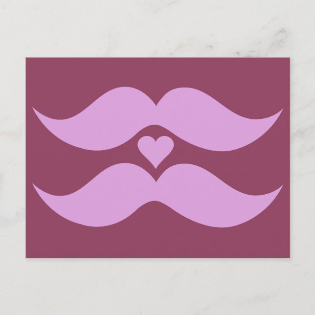 Cartão postal personalizado Pink Mustaches (Frente)