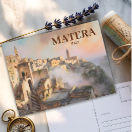 Cartão Postal Personalizado Sassi di Matera Itália Viagem Waterc