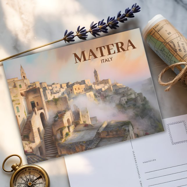 Cartão Postal Personalizado Sassi di Matera Itália Viagem Waterc (Criador carregado)