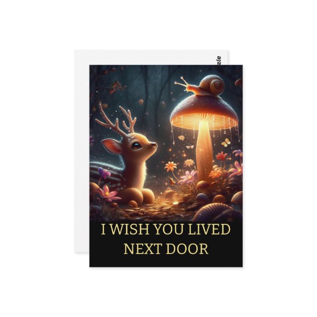 Cartão Postal Personalizado, sinto sua falta de Deer Mushroom (Frente/Verso In Situ)