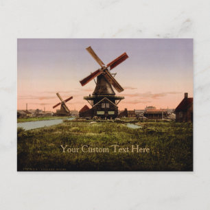 Cartão postal personalizado Vintage Dutch Windmill