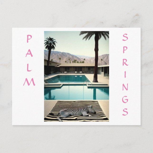 Cartão Postal Personalizar Feriado do Tema Zebra do Poolside Ret (Frente)