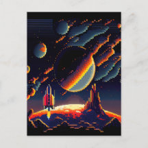 Personalizar - Foguete Espacial Pixel Retro de 8 B
