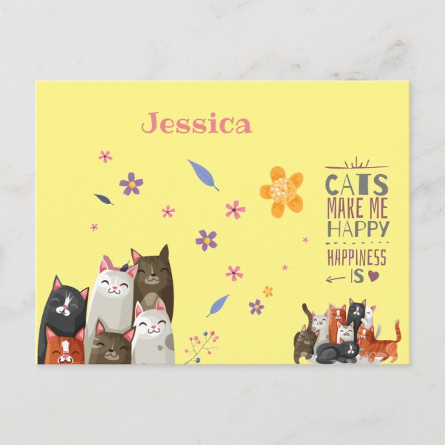 Cartão Postal Personalizar Gatos Doce (Frente)
