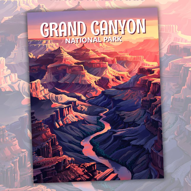 Cartão Postal Personalizar Grand Canyon Sunset Panorama Watercol (Custom Grand Canyon Sunset Panorama Watercolor Postcard)