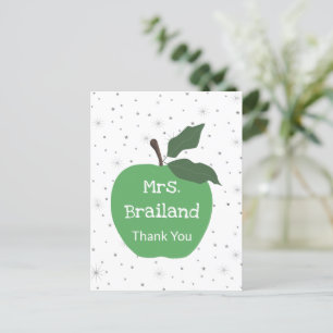 Cartão Postal Personalizar nome do professor maçã verde personal