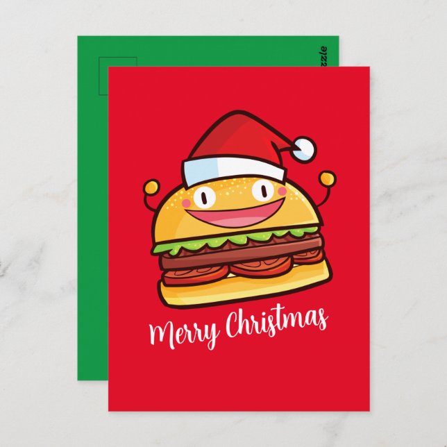 Cartão postal Personalizar o Hamburger de Natal Bo (Frente/Verso)