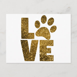 Cartão Postal Personalizar texto de amor com brilho do Ouro com