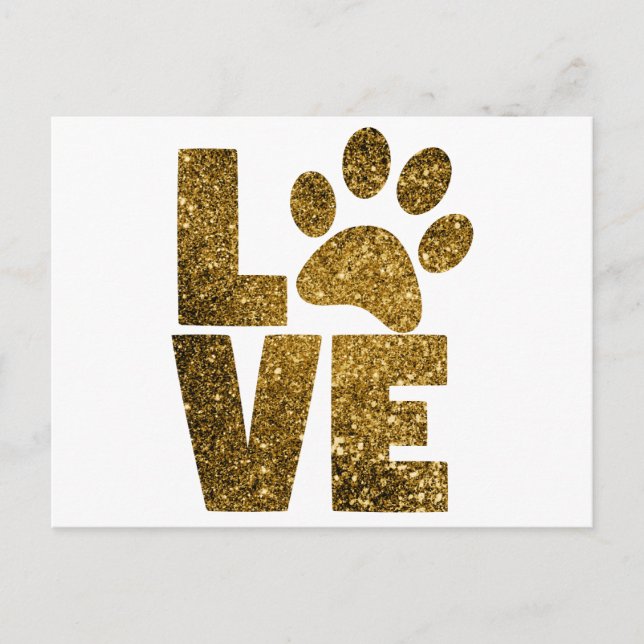 Cartão Postal Personalizar texto de amor com brilho do Ouro com  (Frente)