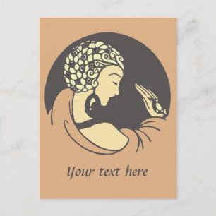 Cartão Postal Personalizável Art Nouveau design