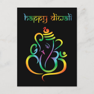 Cartão Postal 🕉 ☸ personalizável, feliz Diwali com Lord Ganesh