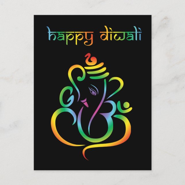 Cartão Postal 🕉 ☸ personalizável, feliz Diwali com Lord Ganesh (Frente)