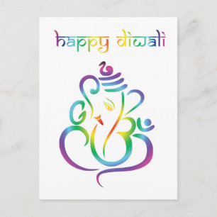 Cartão Postal 🕉 ☸ personalizável 😍 Happy Diwali com Lor