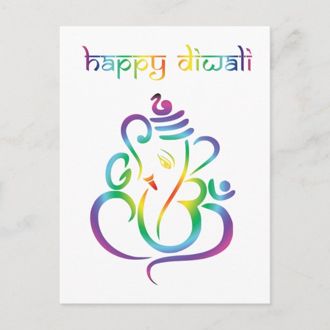 Cartão Postal 🕉 ☸ personalizável 😍 Happy Diwali com Lord Ganes (Frente)