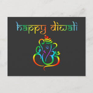 Cartão Postal Personalizável 🤩 Happy Diwali com Lord Ganesh