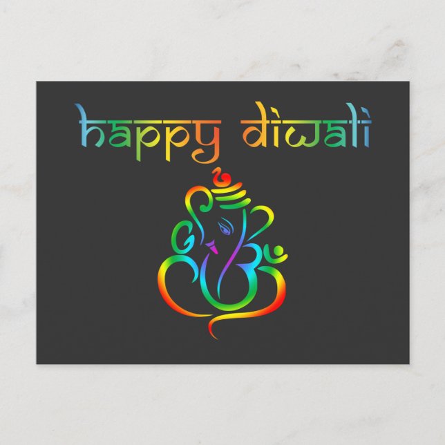 Cartão Postal Personalizável 🤩 Happy Diwali com Lord Ganesh (Frente)