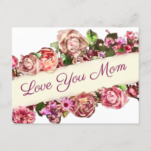 Cartão Postal Personalizável Vintage Florido Amor Mãe Querid