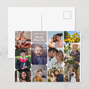 Cartão Postal Personalize 11 Fotos Moderno Chic Elegante Amor Vo