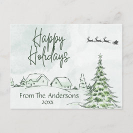 Cartão Postal Personalize Aquarela Felizes Festas Nome Data