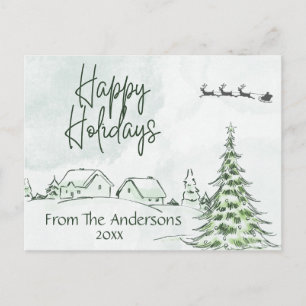 Cartão Postal Personalize Aquarela Felizes Festas Nome Data