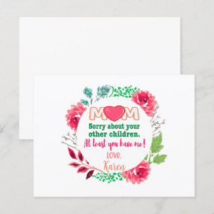Cartão Postal Personalize Mãe Desculpe pelos Outros Filhos