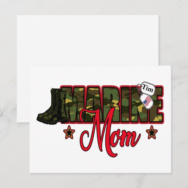 Cartão Postal Personalize Mãe do Fuzileiro Naval com Placa de Id (Frente/Verso)