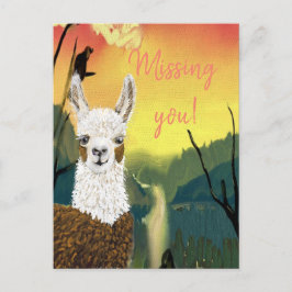 Cartão Postal Personalize Mamãe Lhama Eu Sinto Saudades 