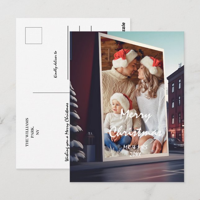 Cartão Postal Personalize o quadro de Natal com sua foto (Frente/Verso)