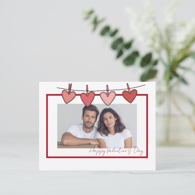 Cartão Postal Personalized Couple Photo Valentine's Day Card (Em pé/Frente)