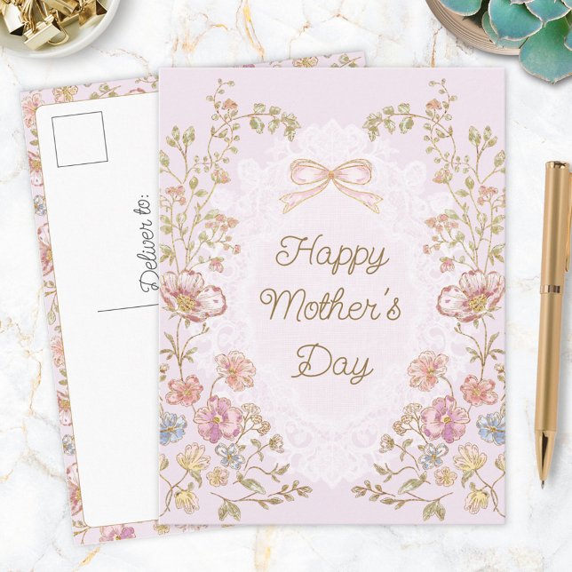 Cartão Postal Personalized Elegant Floral Happy Mother’s Day (In situ)