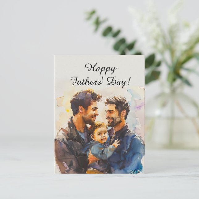 Cartão Postal Personalized Father's Day Cards for Gay Dads (Em pé/Frente)