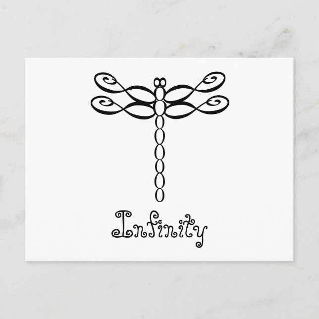 Cartão Postal Personalized Infinity Dragonfly black design (Frente)