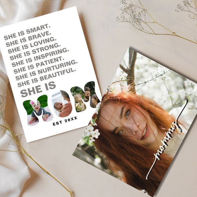 Cartão Postal Personalized Mom cutout photo Affirmation new mom (Criador carregado)