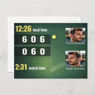 Cartão Postal Personalized Tennis Scoreboard – Custom Match