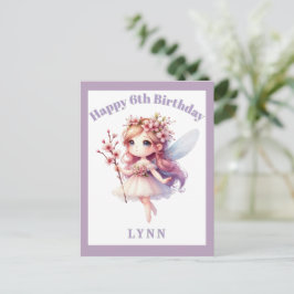 Cartão Postal Personalized Whimsical Floral Fairy 