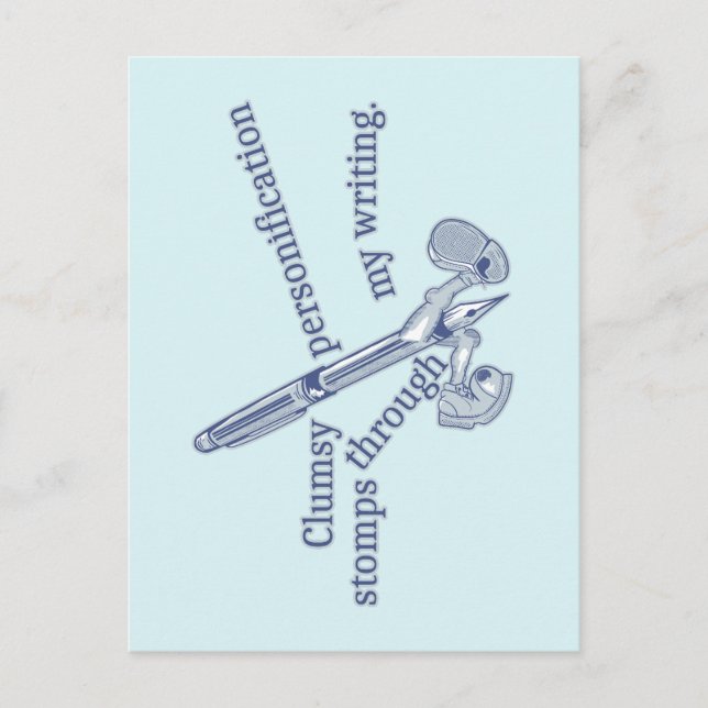 Cartão Postal Personificação Engraçado Escrevendo Criativo (Frente)