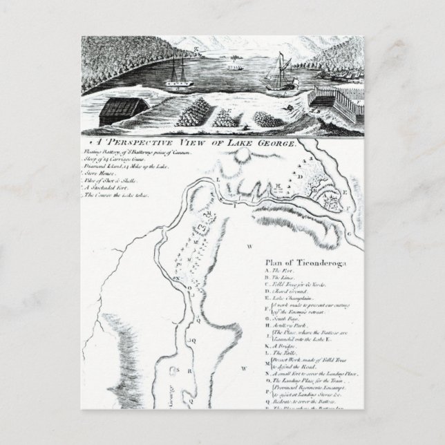 Cartão Postal Perspectiva do lago George (Frente)