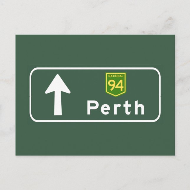 Cartão Postal Perth, Austrália Road Sign (Frente)
