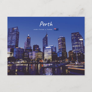 Cartão Postal Perth, Austrália - Silhueta da Cidade à Noite