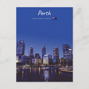Cartão Postal Perth, Austrália - Silhueta da Cidade à Noite