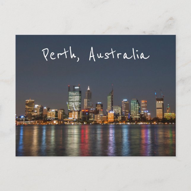 Cartão Postal Perth, Austrália, Skyline à noite (Frente)