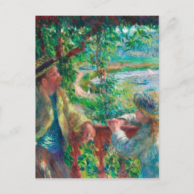 Cartão Postal Perto do lago por pintura impressionista de Renoir (Frente)