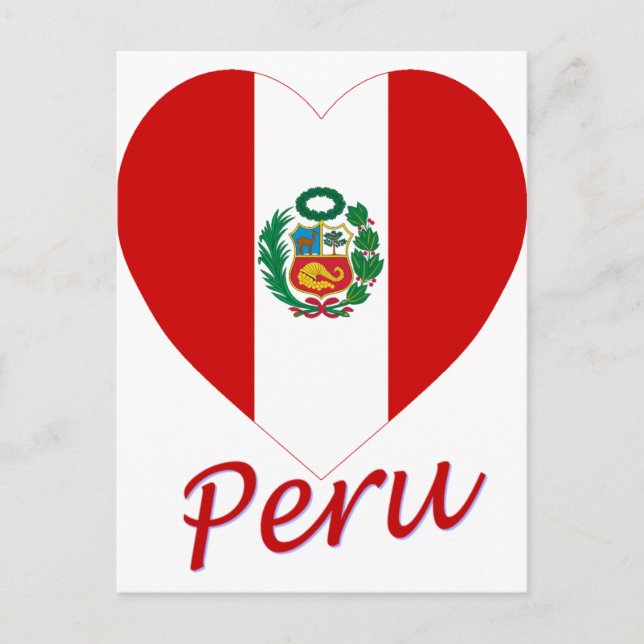 Cartão Postal Peru Flag Heart (Frente)
